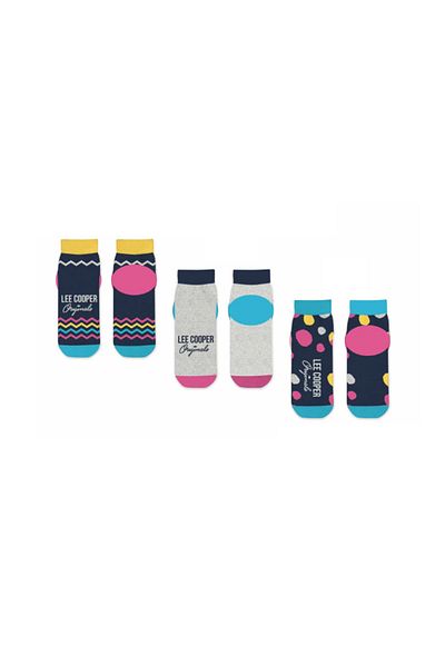 Lee Cooper Set 3 perechi sosete dama, scurte, cu logo, multicolor, 39-42, Lee Cooper Originals