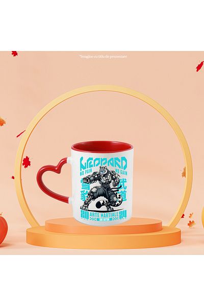 StoryGift Romania Leopard Robot Mug - Martial Arts of the Future, 330ml, Ceramic with Heart Handle R, With, STG