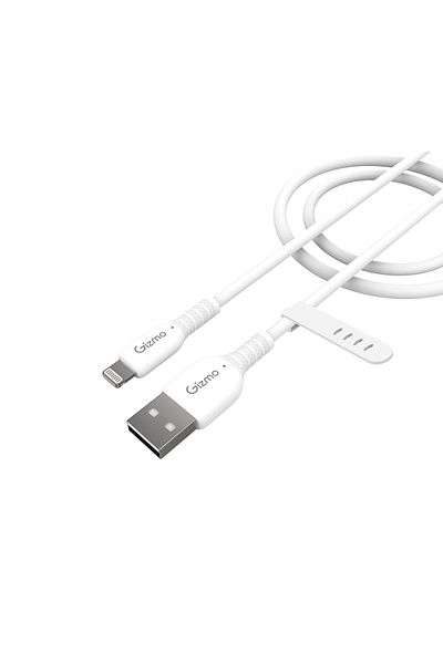 Gizmo Qizmo USB-A To Lightning Charging Cable, White Silicone