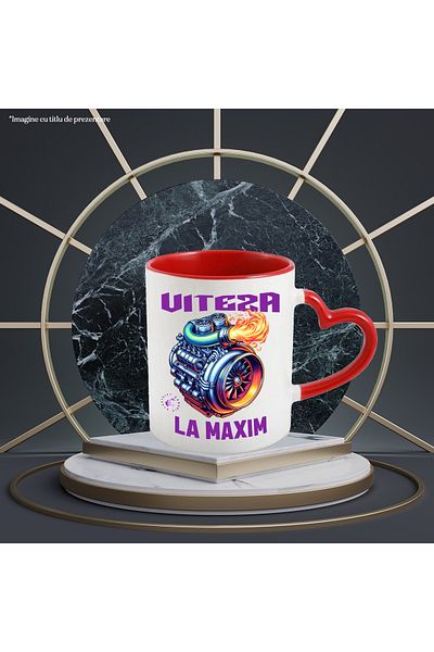 StoryGift Romania Mug at maximum speed, turbine engine car power, 330ml, Ceramic with Handle I, Cu, STG