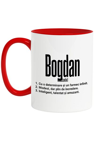 StoryGift Romania Mug With Name Bogdan, Determination, Modest, Intelligent, Funny, Personalized, C, With, STG