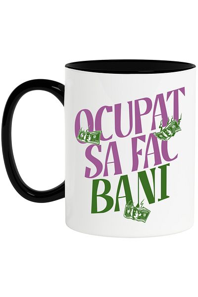 StoryGift Romania Mug busy making money lover of wealth and work, 330ml, Ceramic with Black Handle, With ,STG