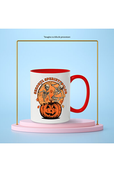 StoryGift Romania H4ALLowen Skeleton and Pumpkin Scarecrow Season Mug, 330ml, Ceramic with Handles, With ,STG