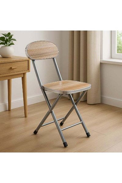 ALMUFARREJ Wooden Chair Brown/Silver/Black 56x30x30cm