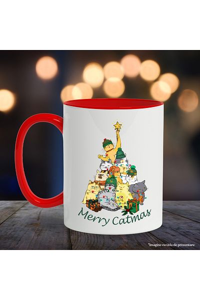 StoryGift Romania Mug with many cats with the message "Merry Catmas", Cat Christmas, party, , With ,STG
