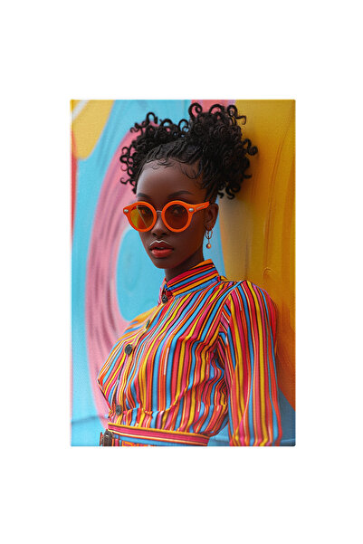 StoryGift Romania Tablou Canvas Tînăra De Culoare Îmbrăcată În Nuanțe Vibrant...