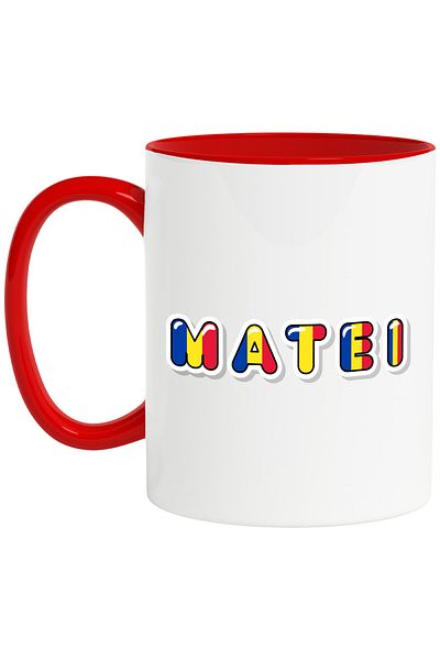 StoryGift Romania Cup With Name Matei, Romania, Supporter, Romanian Flag, Patriot, 330ml, Ceram, With, STG