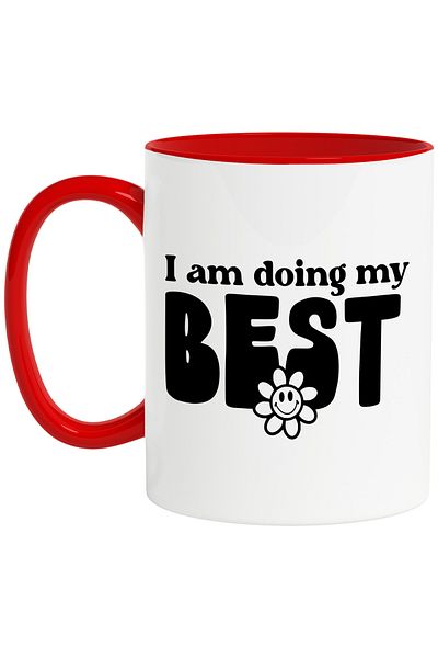 StoryGift Romania Mug with a flower and the message in English "I am doing my best" - I give it my all, With ,STG