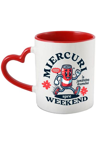 StoryGift Romania Wednesday_ Halfway to the Weekend Mug, 330ml, Ceramic with Heart Handle, With ,STG.