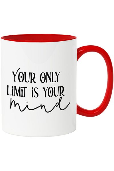 StoryGift Romania Mug with the text "Your only limit is your mind" with Red Handle, With Red Handle STG,S,STG
