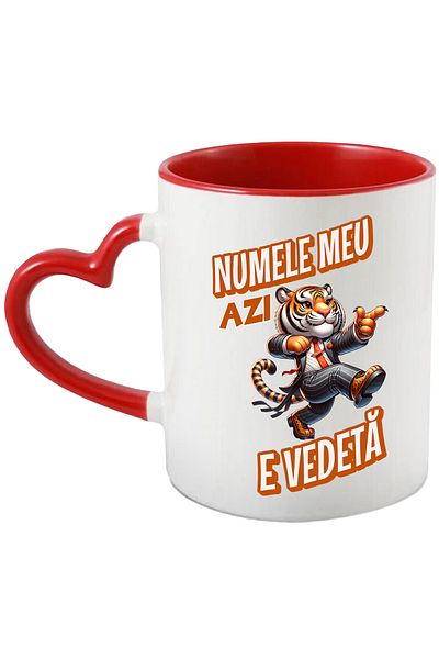 StoryGift Romania Mug Tiger in costume Funny Text Today, my name is a star, Birthday, 330ml, Sky, With, STG