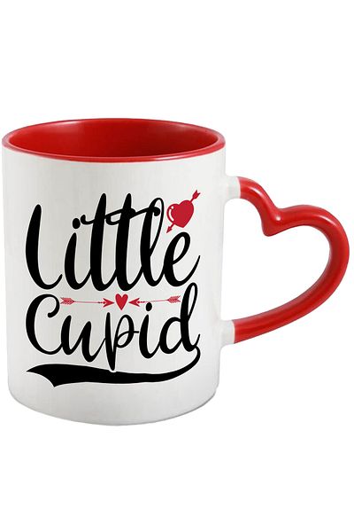 StoryGift Romania Mug with hearts and the text in English "Little Cupid" - little Cupid Valentine', With ,STG.