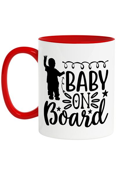 StoryGift Romania Mug with a baby figure and the text "Baby on board" - baby on board with Handle, With ,STG