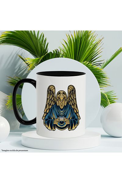 StoryGift Romania Cana Cu Inger, Aripi, Controller, Coif, Vultur, Roba, Multicolor 330 ml, Ceramic, Cu ,STG