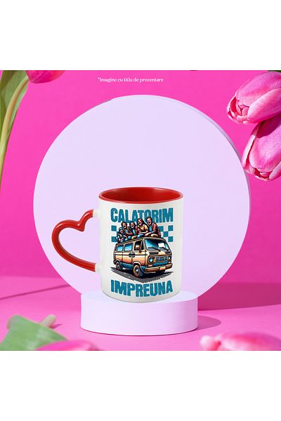 StoryGift Romania Mug we travel together group of friends adventure, 330ml, Ceramic with Heart Handle, With, STG