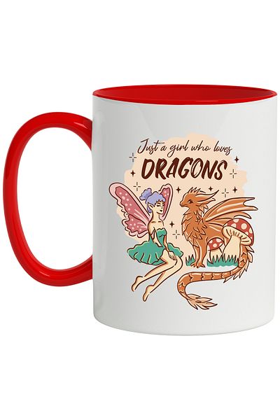 StoryGift Romania Mug With English Message Just A Girl Who Loves Dragons, Fairy, Multicolor 330 ml,, With ,STG