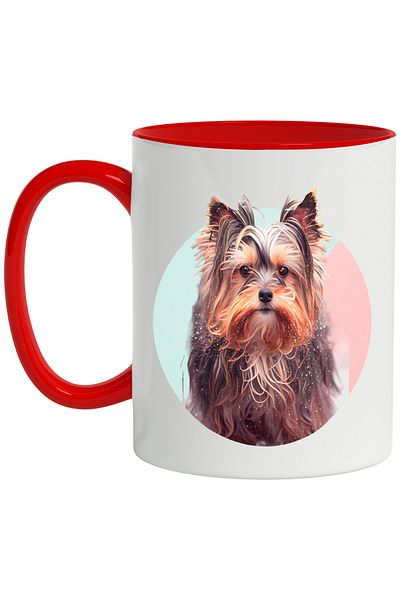 StoryGift Romania Mug With Puppy, Portrait, Drops, Yorkshire Terrier, Multicolor 330 ml, Ceramic, With ,STG