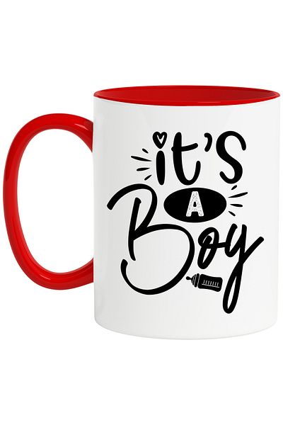 StoryGift Romania Mug with the message in English "It's a boy" - it's a boy baby bottle with Handle, With, STG