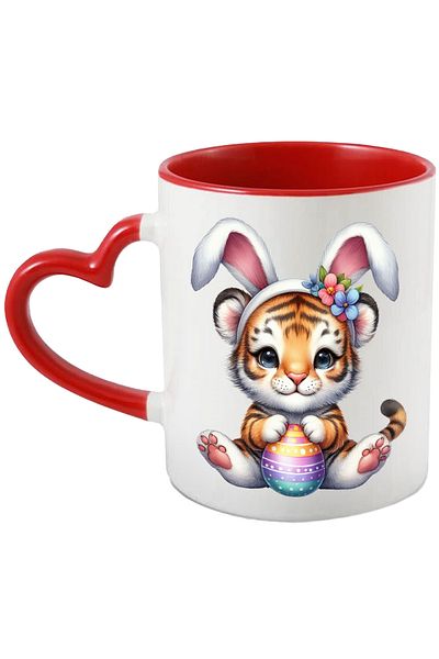 StoryGift Romania Mug with a tiger cub with bunny ears, illustration, Easter holidays, egg, With,STG