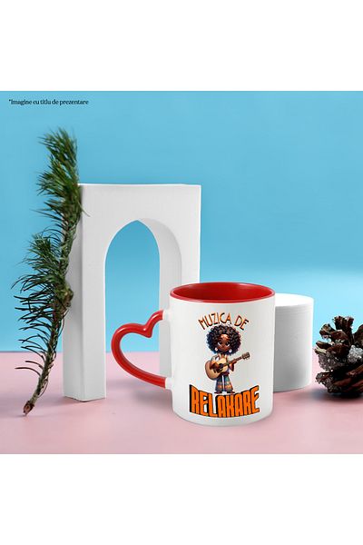 StoryGift Romania Girl Mug Tropical Island Style With Guitar Text Relaxing Music, 330ml, Ceram, With ,STG