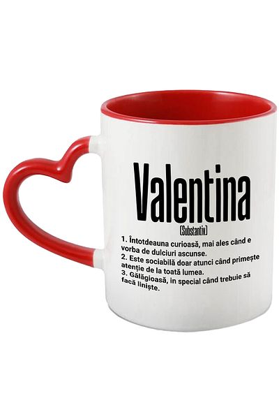 StoryGift Romania Mug With the Name Valentina, and Funny Message, Curious, Sociable, Noisy, 330, With,STG.
