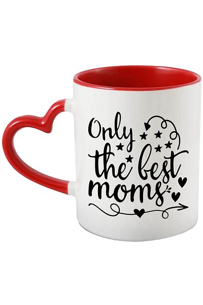 StoryGift Romania Mug with hearts and stars for the best mothers - message in English with Man, Cu, STG