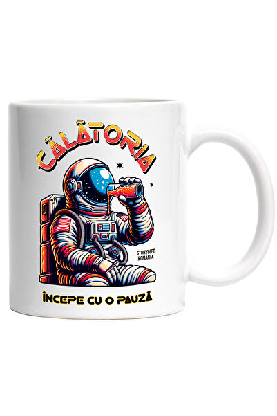 StoryGift Romania Cana Calatoria incepe cu o bautura astronaut, 330ml, Cerami...