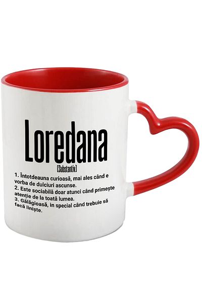 StoryGift Romania Mug With the Name Loredana, and Funny Message, Curious, Sociable, Noisy, 330m, With,STG.