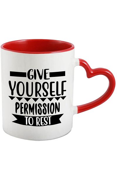 StoryGift Romania Mug with the message "Give yourself permission to rest" - give yourself permission to rest, With ,STG.