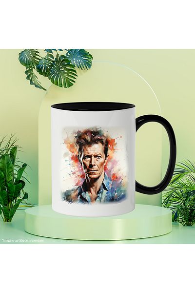 StoryGift Romania Mug With David Bowie, Famous Singer, Artist, Music, Multicolor 330 ml, Ceramic, With ,STG