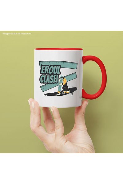 StoryGift Romania Mug Class Hero school children education man with pencil, 330ml, Ceramic with Mane, With,STG