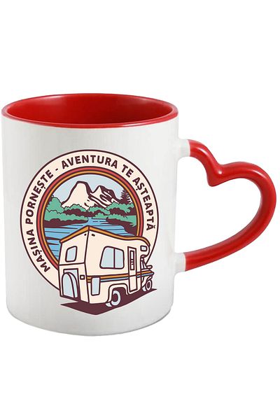StoryGift Romania Mug the car starts the adventure awaits you the caravan, 330ml, Ceramic with Ini Handle, With,STG.