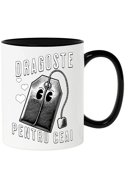 StoryGift Romania Love mug for tea, aromatic herbs tea bag, 330ml, Ceramic with Handle, With, STG