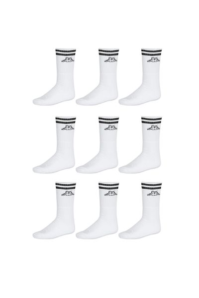 Kappa Set of 9 pairs of socks, men, with logo, white, 43-46, Kappa