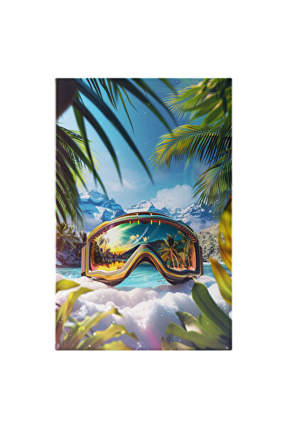 StoryGift Romania Tablou Canvas Ochelarii De Skior Pe Plaja Cu Zăpadă Ninsoar...
