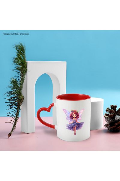 StoryGift Romania Cana Cu O Fetita Dragalasa Cu Aripi De Zana | Ilustratie | Rochie | Mov | Vesela, Cu ,stg