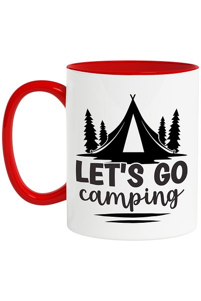 StoryGift Romania Mug with a tent and fir trees for those who love to go camping with Ro, Cu, STG handle