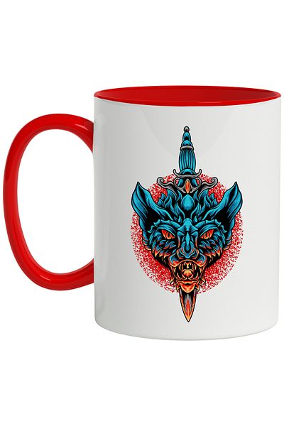 StoryGift Romania Bat Head Mug, Monster, Dagger, Blood, Circle, Splashes, Multicolor 330 ml, , With ,STG
