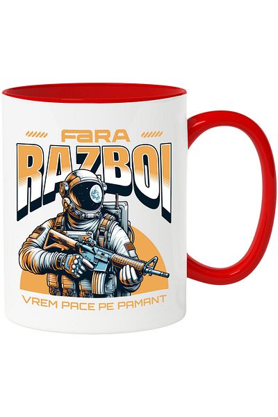 StoryGift Romania Mug with Astronaut in Armor Looking at the Moon Text No War We Want Peace on Earth, With ,STG
