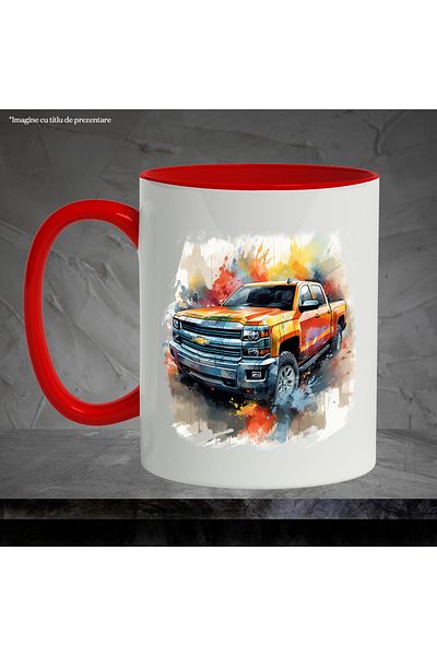 StoryGift Romania Car Mug, Brand, Chevrolet, Watercolor, Splash Paint, Multicolor 330 ml, , With ,STG