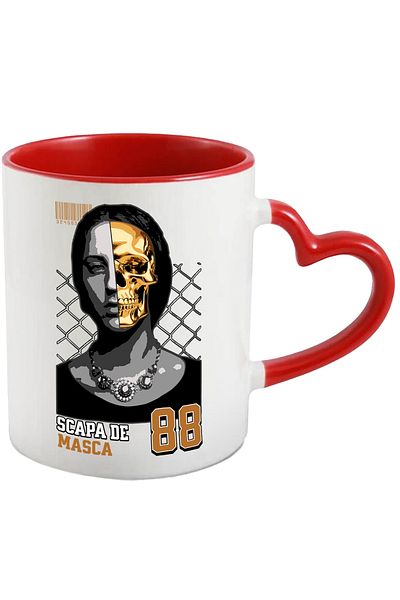 StoryGift Romania Mug Woman With Skull Mask Be Yourself Get Rid Of The Mask, 330ml, Ceramic c, With, STG