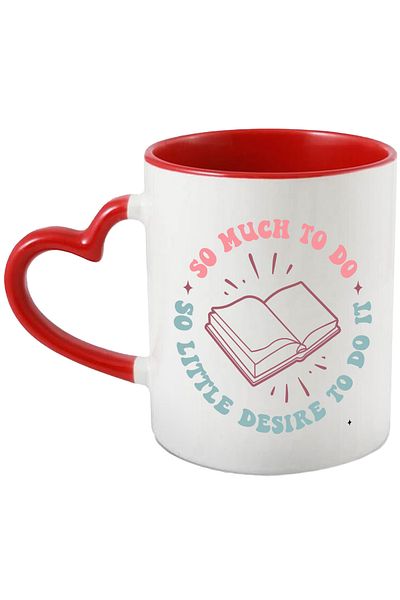 StoryGift Romania Mug with an open book and message in English - translated: Too much to do, I miss you, With ,STG.