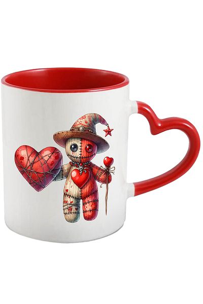 StoryGift Romania Mug with a rag doll holding a heart | illustration | wizard hat, With,STG
