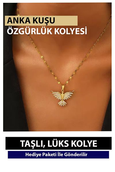 Nehir Versatile Simurg Phoenix Personality Pendant Necklace for Women Throw Plated Jewelry Lover's Gift