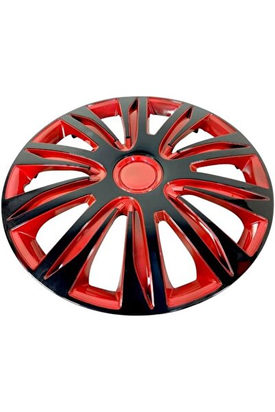 Generic Pistol Wheel Cover Set, 4 Pieces Red and Black - 14 Inch - WJ5083 BRB