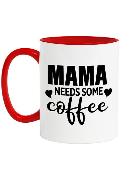 StoryGift Romania Mug with hearts and the message "Mama needs some coffee" - mom needs some, With ,STG.
