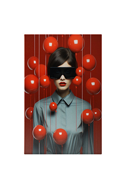 StoryGift Romania Tablou Canvas: Portret De Femeie Slabuta - Rochie Baloane R...