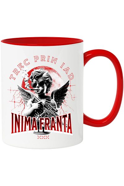 StoryGift Romania Mug with Angel with Cigar and Gun Text I'm Going Through Hell Heart France Valentine's Day,, With ,STG