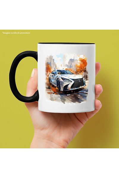 StoryGift Romania Car Mug, Lexus, City, Blocks, Autumn, Trees, Multicolor 330 ml, Ceramic, With ,STG