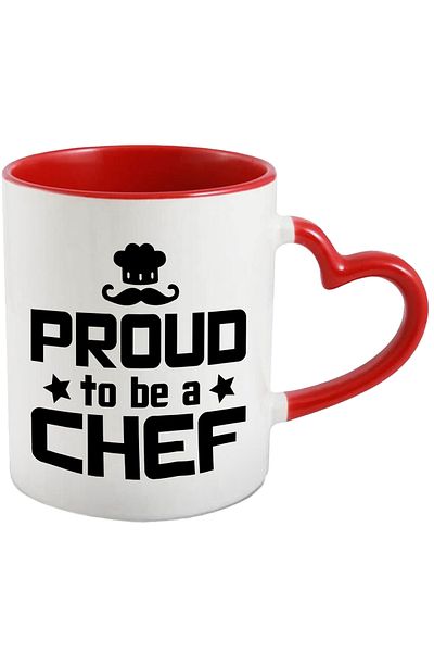 StoryGift Romania Mug for those who are proud to be chefs with Red Heart Handle, With Heart Handle, STG